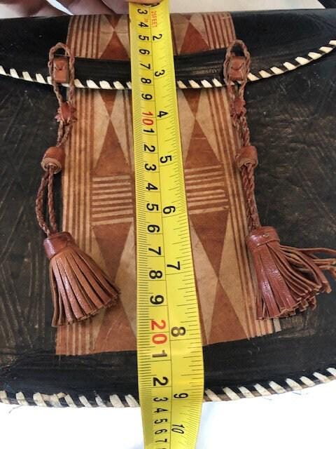 Vintage Tooled Leather African Bag: Tribal Masai Handbag