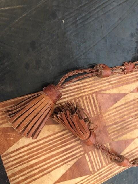 Vintage Tooled Leather African Bag: Tribal Masai Handbag