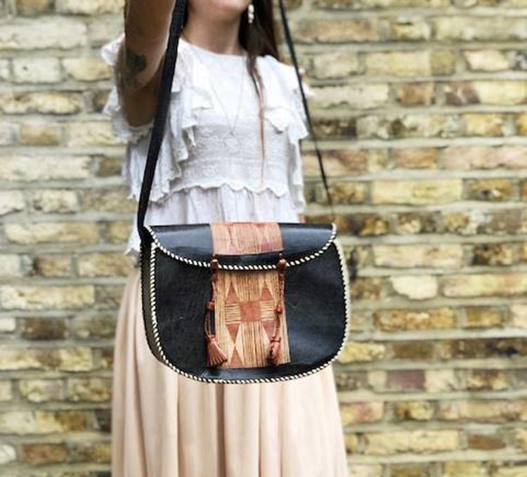Vintage Tooled Leather African Bag: Tribal Masai Handbag