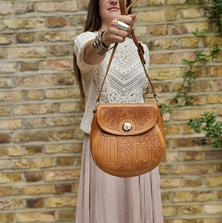 70s Tooled Leather Purse: Unique Western Floral Hippie Bag