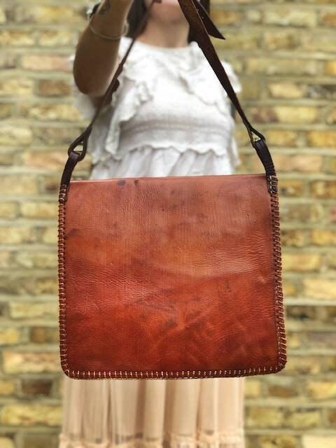 Unique Moroccan Gypsy Coins Leather Bag, Large Crossbody Purse, Artisan Berber Crafts