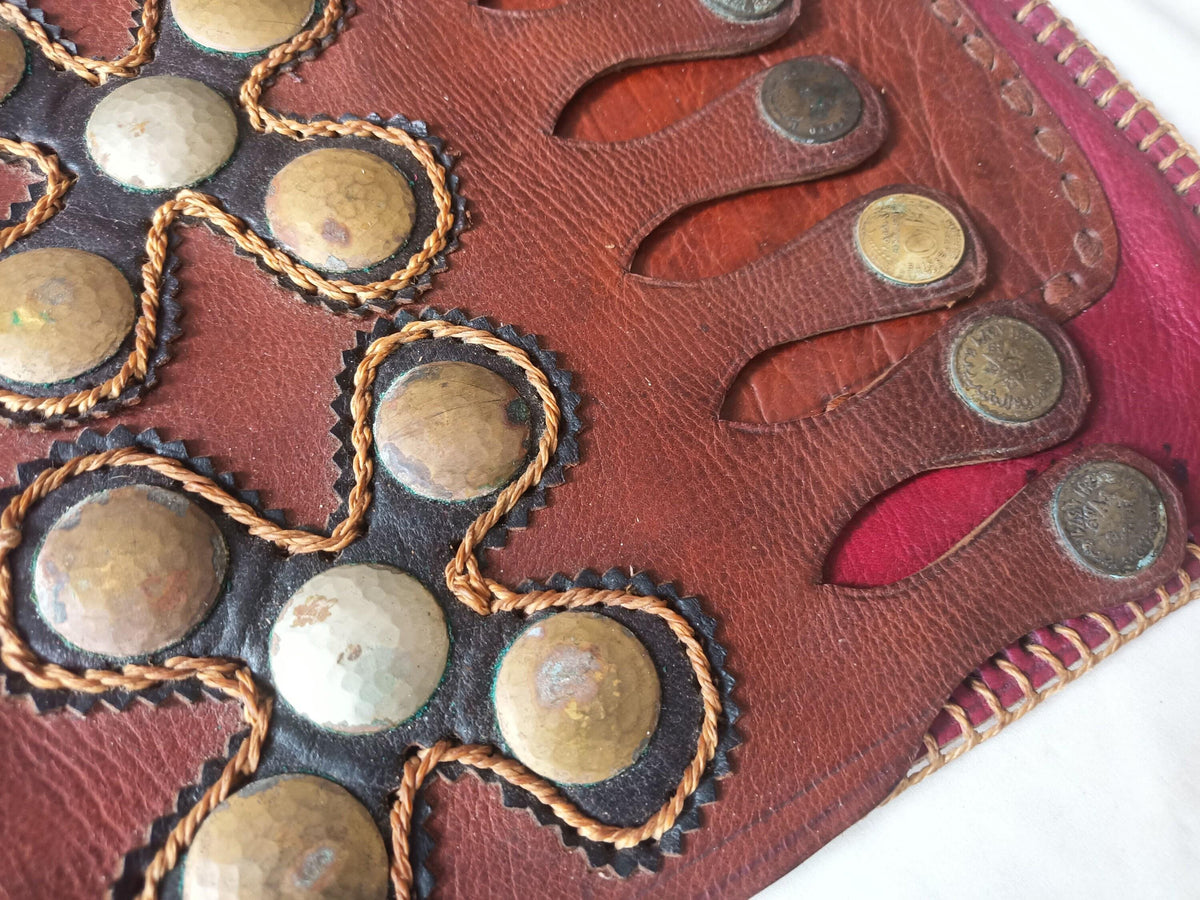 Unique Moroccan Gypsy Coins Leather Bag, Large Crossbody Purse, Artisan Berber Crafts