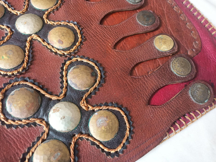 Unique Moroccan Gypsy Coins Leather Bag, Large Crossbody Purse, Artisan Berber Crafts
