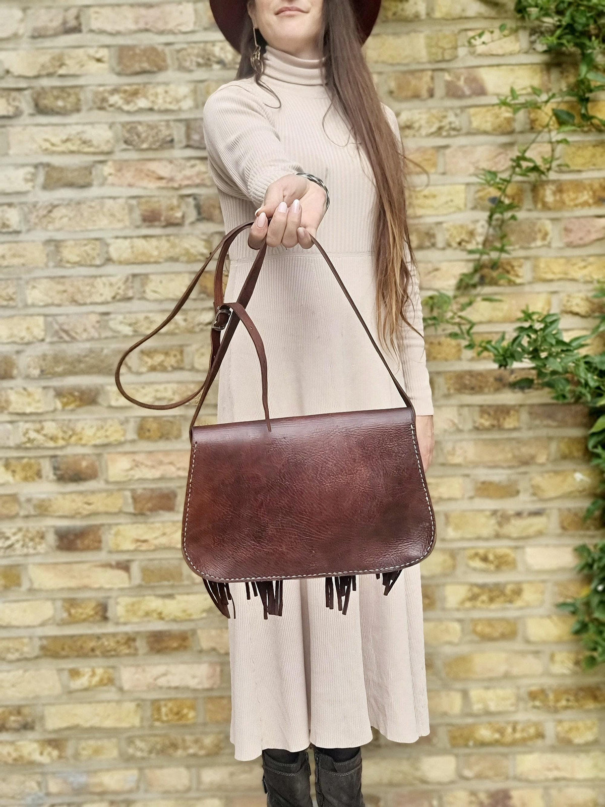 Braided Leather Crossbody Bag: Berber Tassel Purse, Vintage Moroccan Satchel
