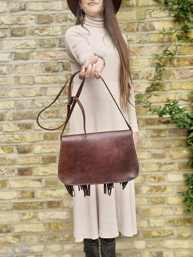 Braided Leather Crossbody Bag: Berber Tassel Purse, Vintage Moroccan Satchel