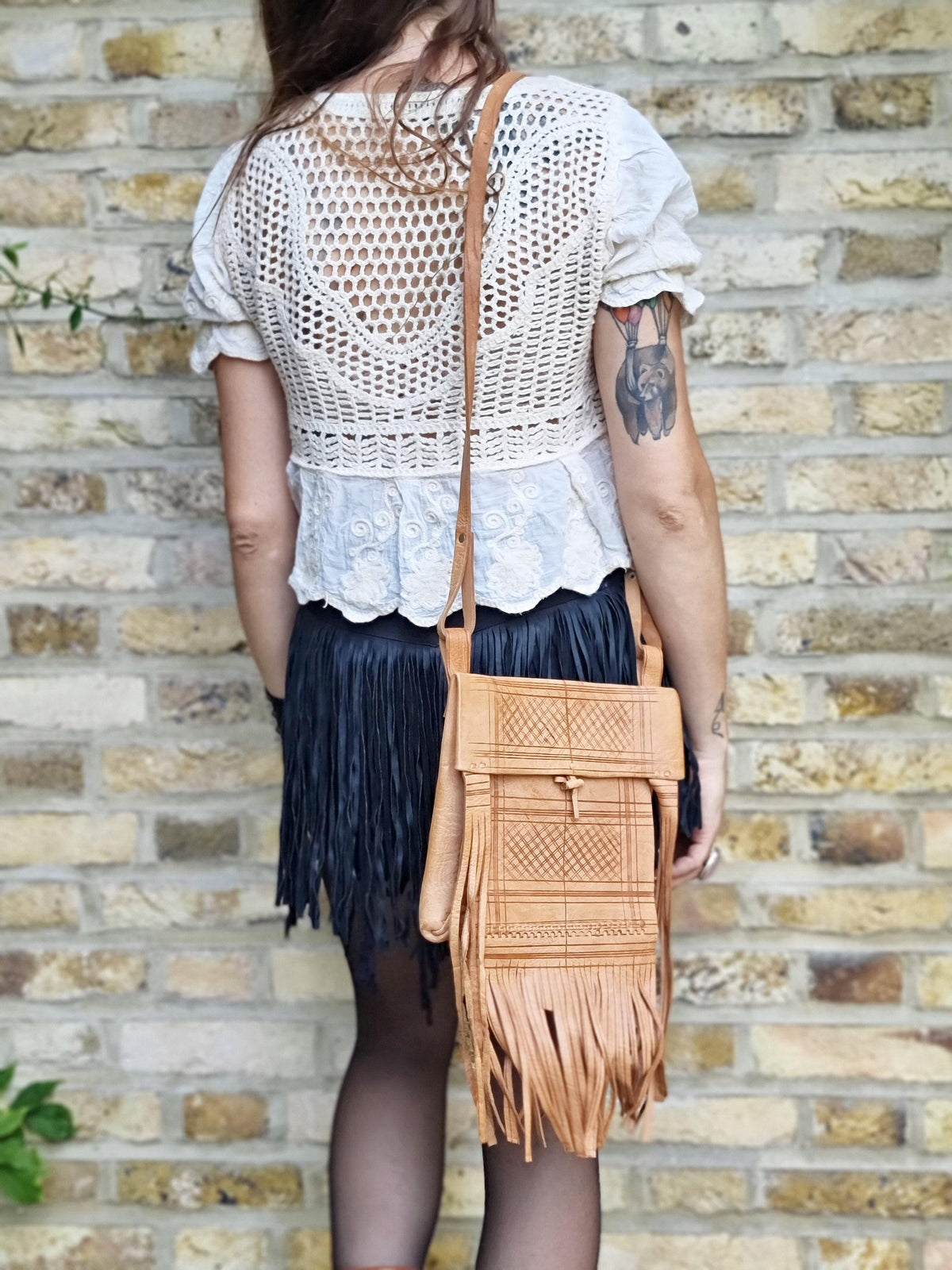 Moroccan tassel leather bag - handmade women's saddle purse