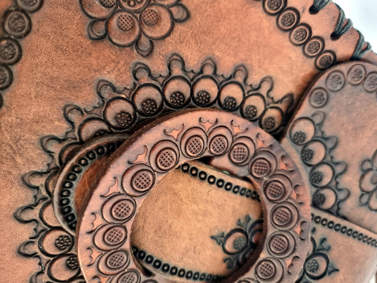 Vintage Tooled Leather Western Purse, Floral Leather Shoulder Bag, Boho Cowgirl Handbag, Hippie Festival Bag, Genuine Leather
