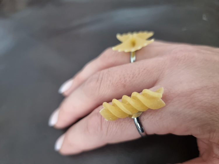 Fusilli Pasta Ring: Foodie Gift, Adjustable Band