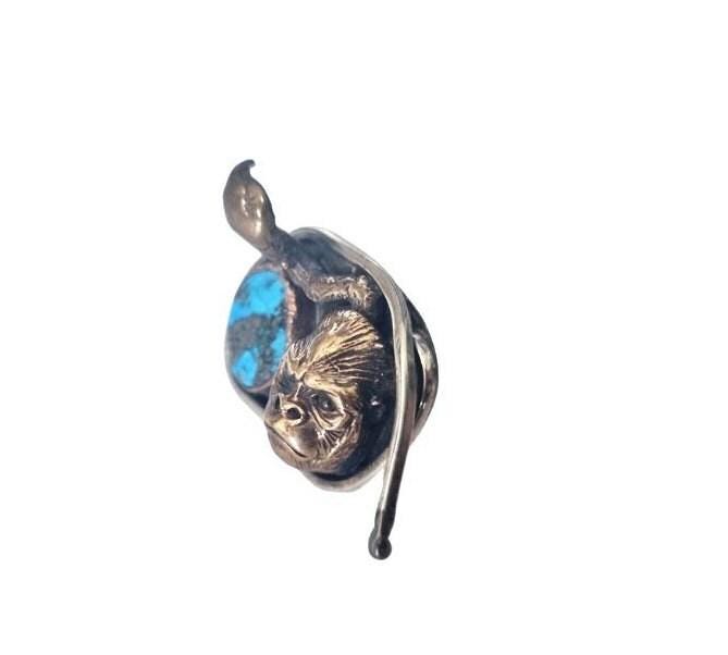 One of a Kind Gorilla Snake Ring, Adjustable Turquoise Gemstone Statement Ring, Handmade Boho Jewelry, Unique Gift for Her
