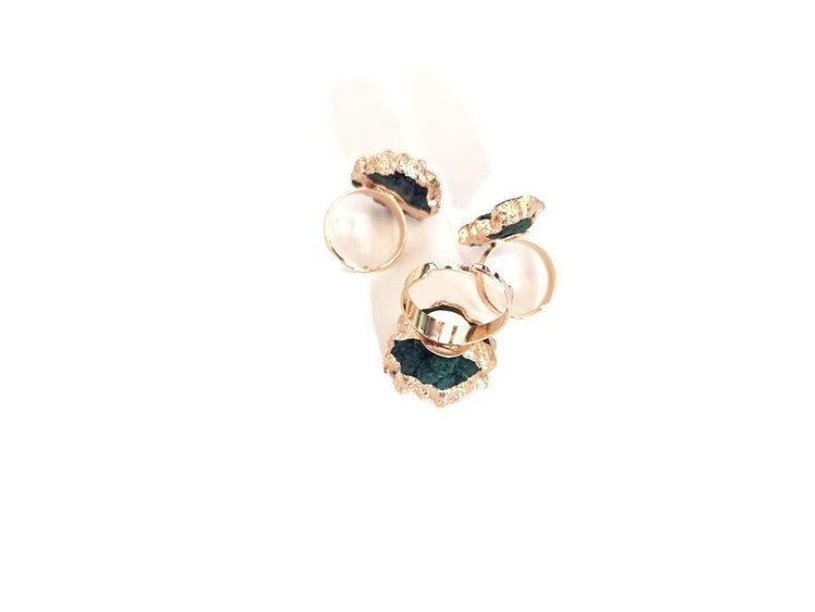 Raw Green Crystal Ring: Adjustable Gold-Plated Boho Statement Ring
