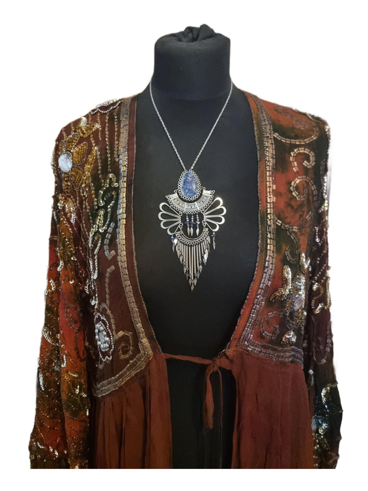 Lapis Lazuli Statement Necklace: Alpaca Silver Boho Jewelry