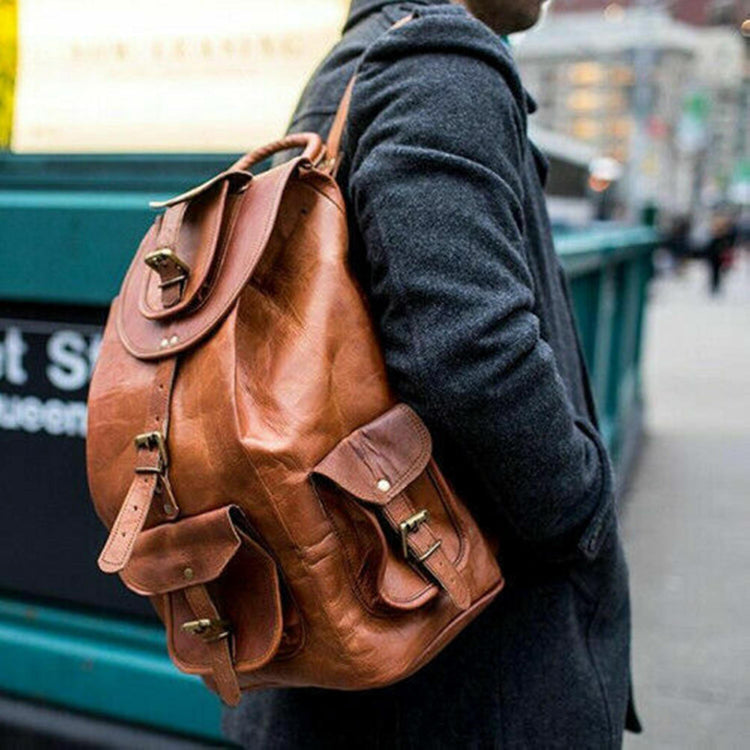 Large Leather Backpack, 15 Inch Laptop Bag,  College Travel Rucksack, Genuine Leather Backpack for Men & Women, Unisex Work Bag