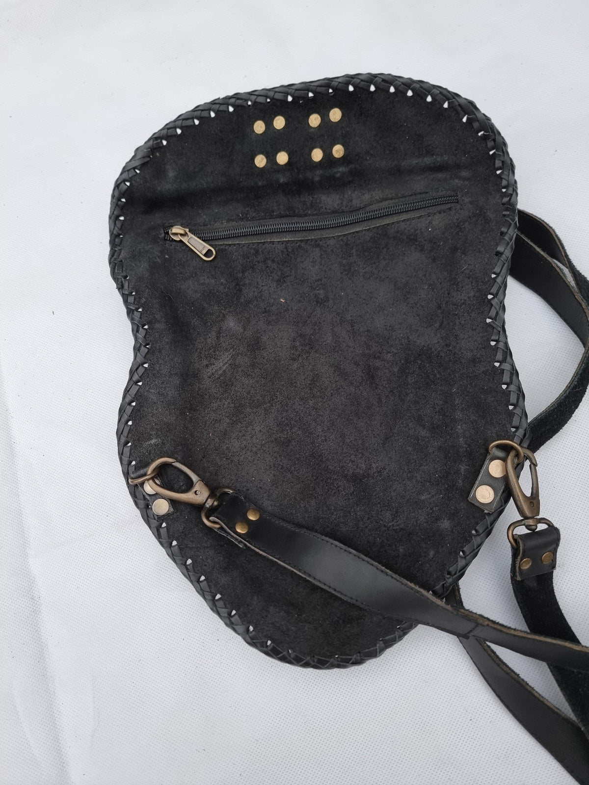Steampunk Leather Backpack, Black Leather Rucksack, Leopard Hair Backpack, Punk Goth Backpack, 80s Vintage Style Bag, Handmade Unisex