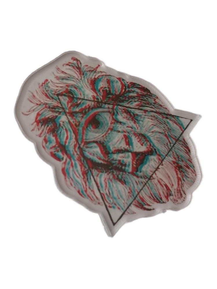 Psychedelic Lion Brooch: Trippy Illuminati Eye Pop Art Pin