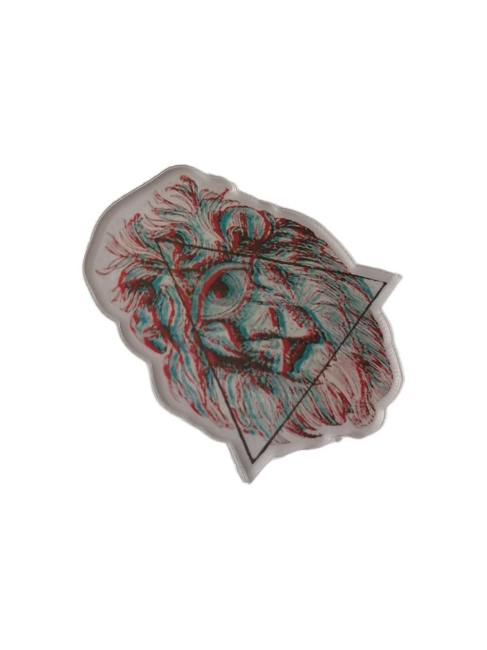 Psychedelic Lion Brooch: Trippy Illuminati Eye Pop Art Pin