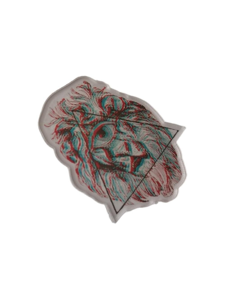 Psychedelic Lion Brooch: Trippy Illuminati Eye Pop Art Pin