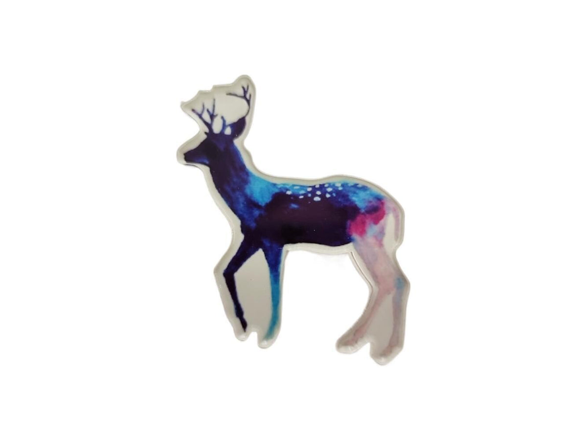 Celestial Deer Brooch: Laser-Cut Galaxy Stag Pin