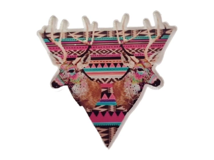 Psychedelic Deer Brooch: Laser-Cut Geometric Stag Pin