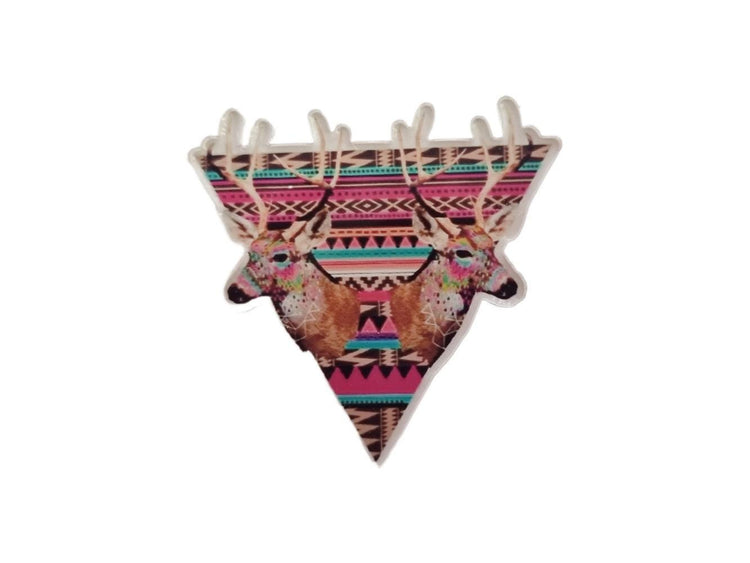 Psychedelic Deer Brooch: Laser-Cut Geometric Stag Pin
