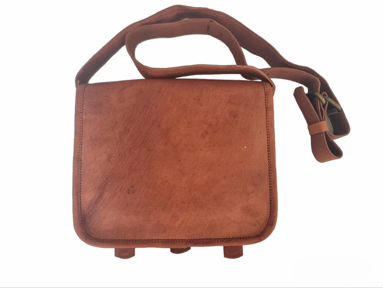 Small Leather Crossbody Bag: Vintage 70s Boho Satchel