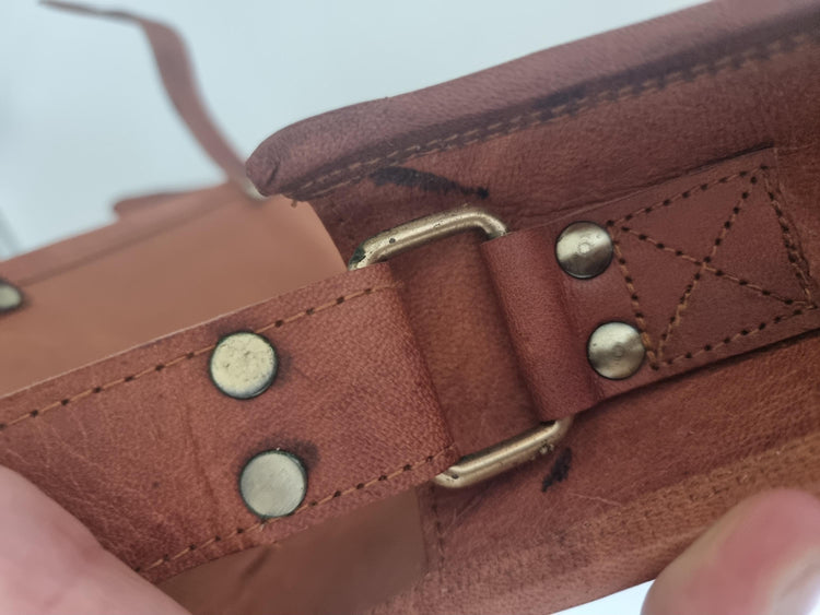 Small Leather Crossbody Bag: Vintage 70s Boho Satchel