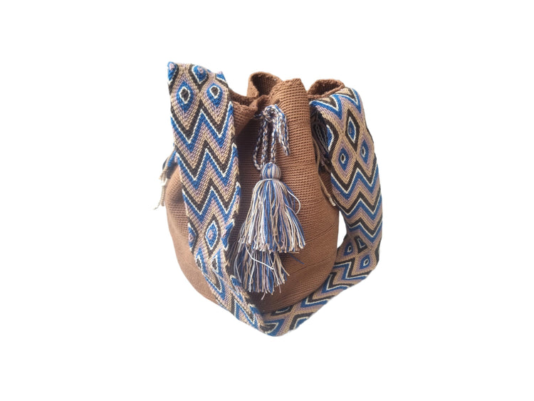 Handmade Colombian Mochila Bag: Boho Crochet Crossbody with Aztec Strap