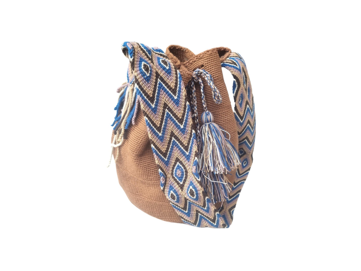 Handmade Colombian Mochila Bag: Boho Crochet Crossbody with Aztec Strap