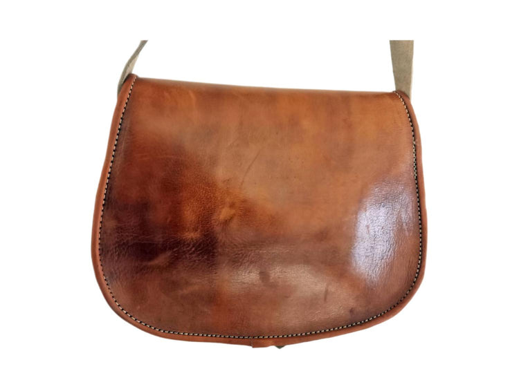 Moroccan Leather Crossbody Bag Floral Cut Out Berber Purse Boho Saddle Bag Handmade Tan Leather Shoulder Bag