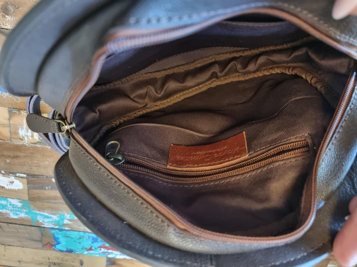 Hand tooled small cowhide leather bag - rustic western chic purse