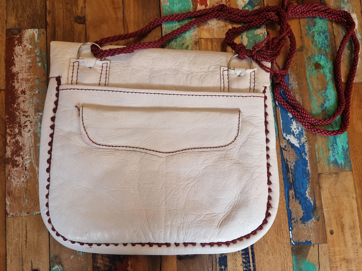 Embroidered Leather Crossbody Bag: Berber Tribal Handbag