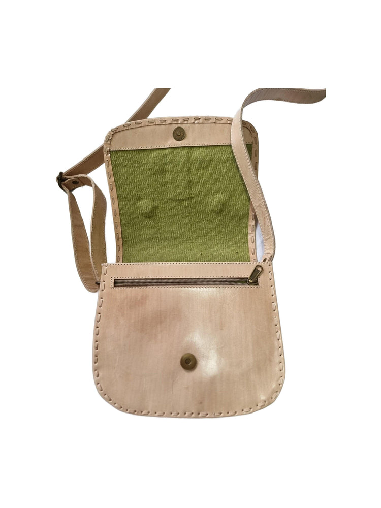 Handmade Leather Butterfly Crossbody Bag: Western Satchel with White Stones