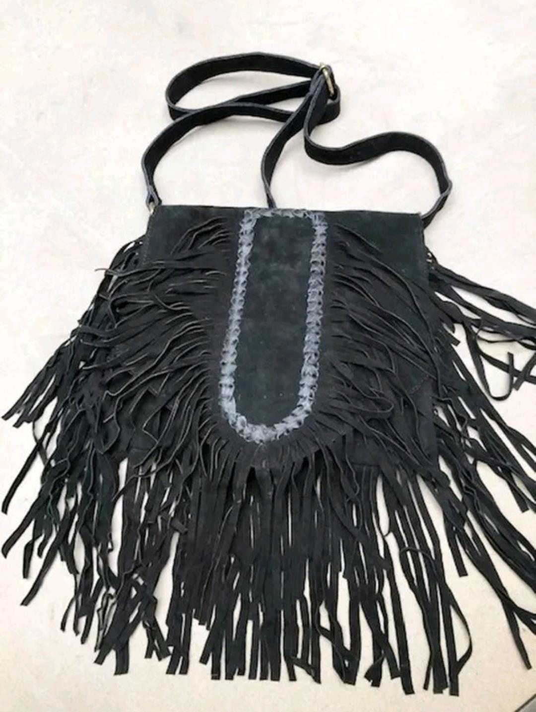 Vintage Suede Fringe Crossbody Bag: Western Boho Style