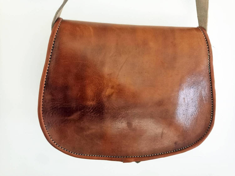 Moroccan Leather Crossbody Bag Floral Cut Out Boho Purse Handmade Berber Shoulder Bag Tan Brown Festival Satchel