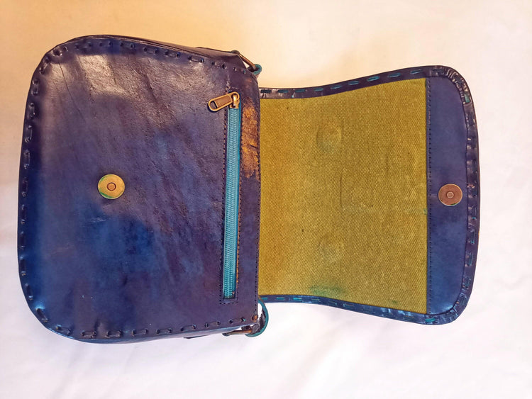 Handmade Leather Butterfly Bag: Gemstone Wings, Vintage Satchel