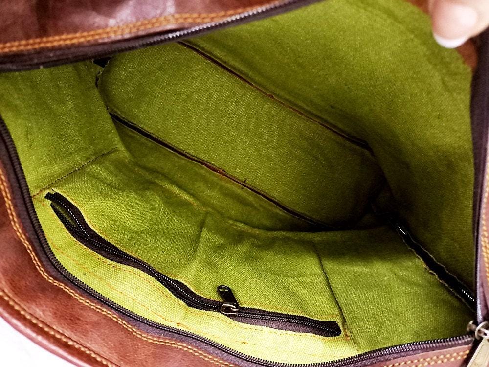 Large unique embroidered leather tote bag - artisan crafted statement purse