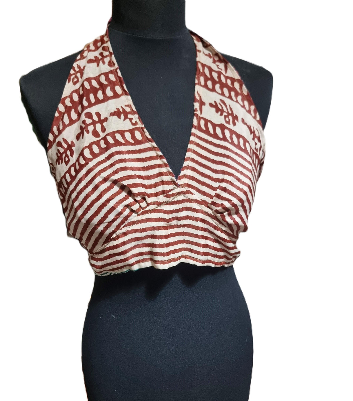 Reversible Silk Halter Top: Boho Festival Wrap Blouse