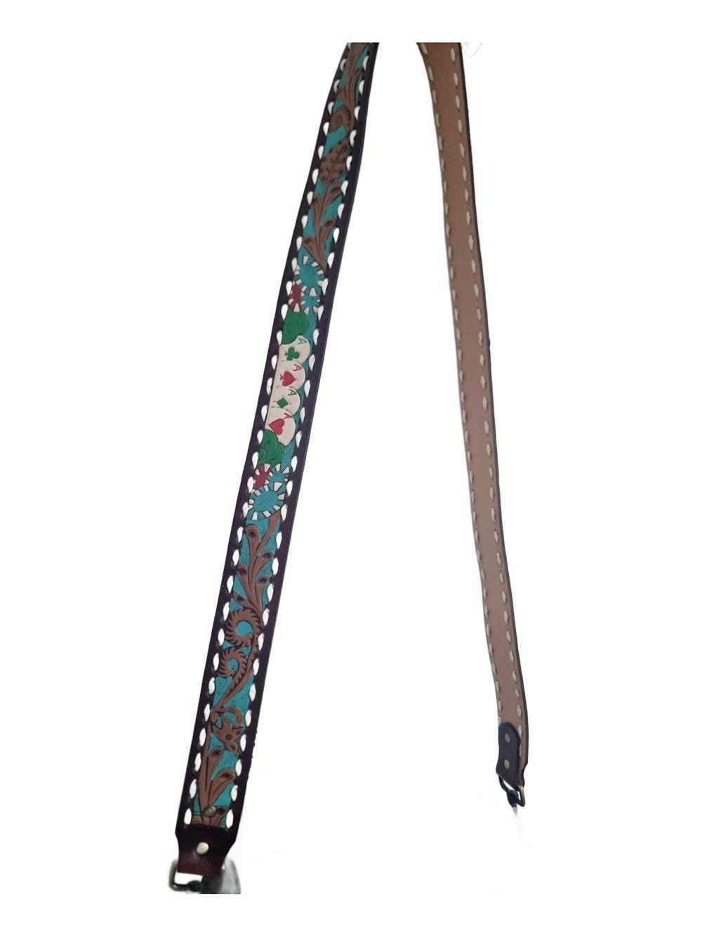 Four Aces Poker Leather Bag Strap, Hand Painted Playing Cards Replacement Strap, Western Detachable Boho Shoulder Strap