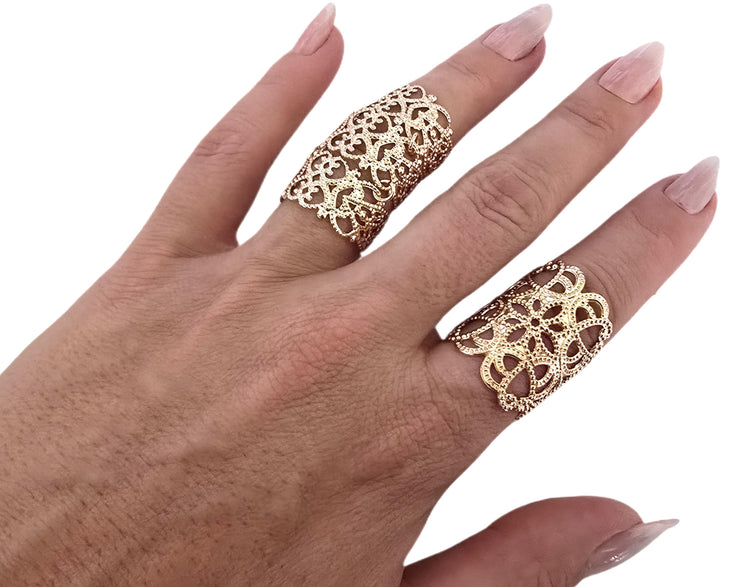 Filigree Floral Lace Ring: Adjustable Gold Gothic Victorian Jewelry