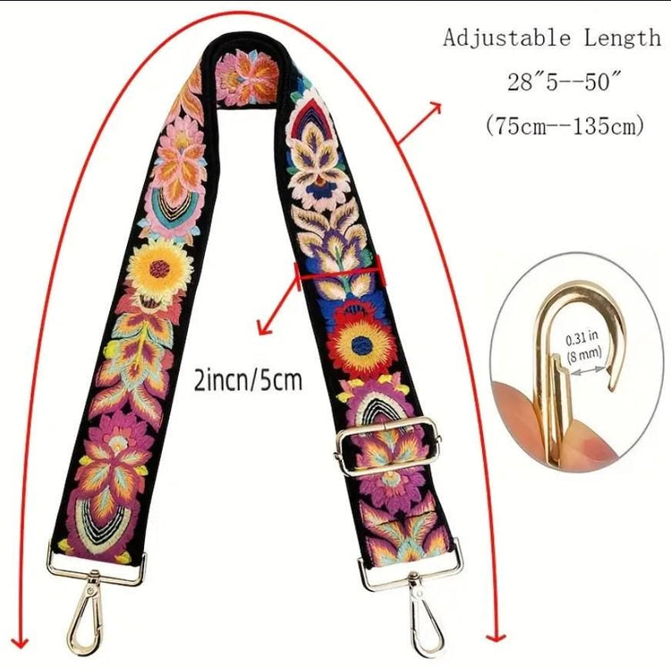 Boho Embroidered Handbag Strap: Woven Crossbody Replacement Guitar Strap