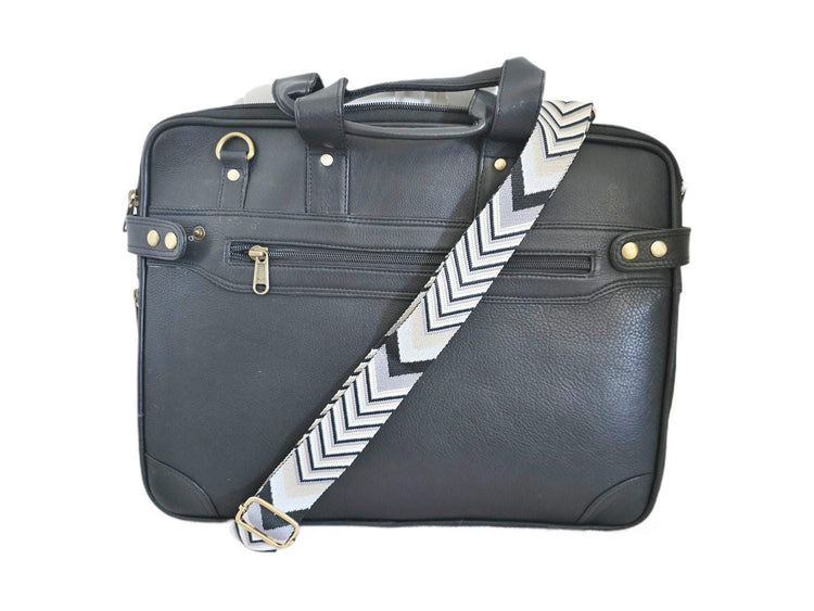 Black White Chevron Bag Strap, Adjustable Zigzag Replacement Shoulder Strap, Monochrome Crossbody Handbag Strap