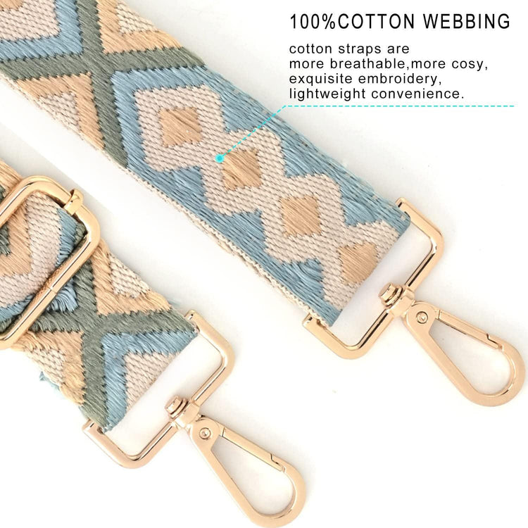 Adjustable Boho Bag Strap: Woven Cotton Crossbody Replacement Belt