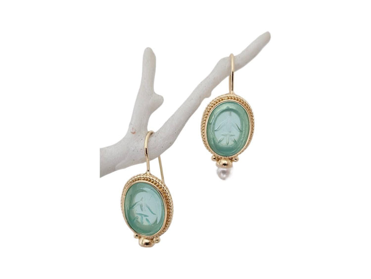 Turquoise Pearl Drop Earrings, Oval Vintage Art Deco Boho Jewellery, Antique Brass Wedding Earrings, Something Blue Bridal Gift