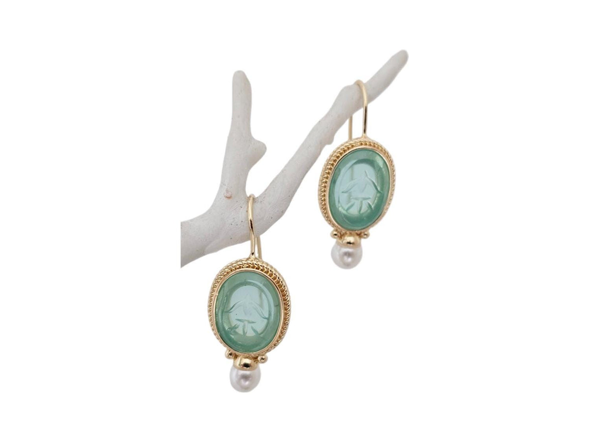 Turquoise Pearl Drop Earrings, Oval Vintage Art Deco Boho Jewellery, Antique Brass Wedding Earrings, Something Blue Bridal Gift