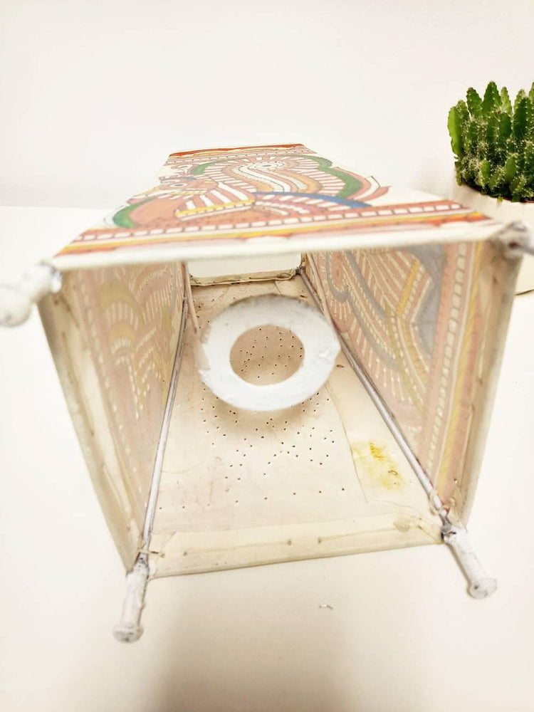 Hand-Painted Leather Floral Lampshade: Boho Tribal Art Lighting