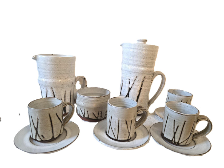 Vintage Cornish Stoneware Coffee Set: 1960s Mask & Millstream Pottery