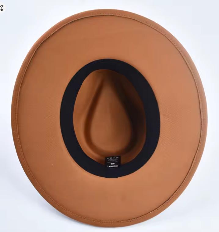 Distressed Brown Fedora: Vegan Felt Cowboy Hat with Poker Card