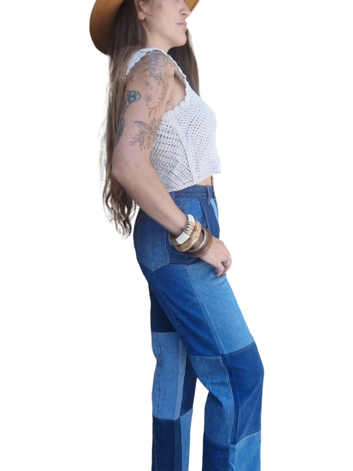 Vintage Levi's Patchwork Straight Leg Patchwork Jeans: Y2K Denim Trousers XS-S, Women Festival Outfit