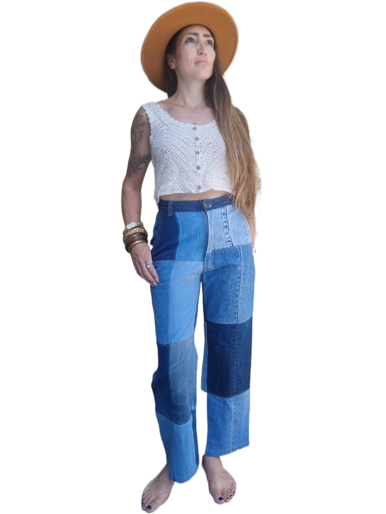 Vintage Levi's Patchwork Straight Leg Patchwork Jeans: Y2K Denim Trousers XS-S, Women Festival Outfit