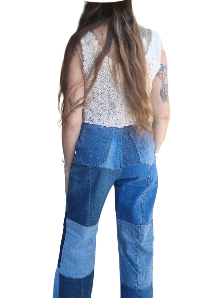 Vintage Levi's Patchwork Straight Leg Patchwork Jeans: Y2K Denim Trousers XS-S, Women Festival Outfit