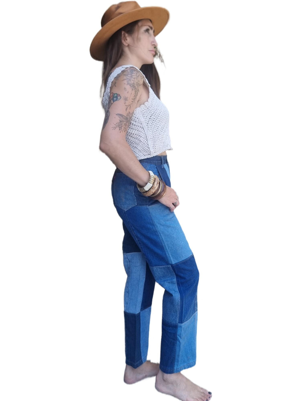 Vintage Levi's Patchwork Straight Leg Patchwork Jeans: Y2K Denim Trousers XS-S, Women Festival Outfit